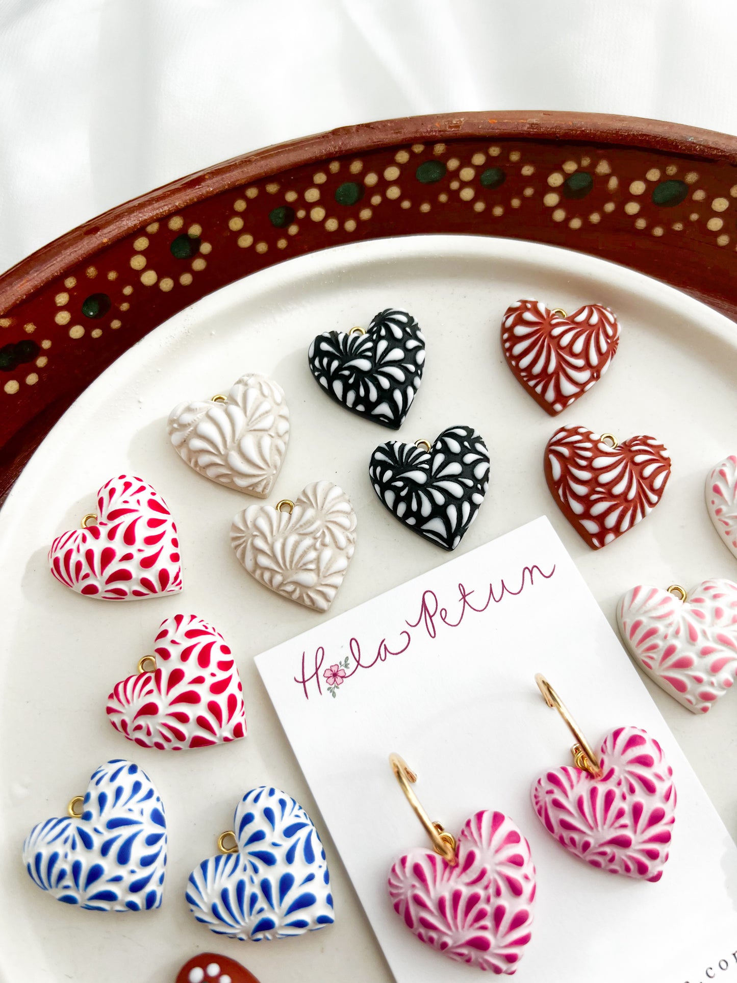 Mexican Puffy Heart Charm Earrings