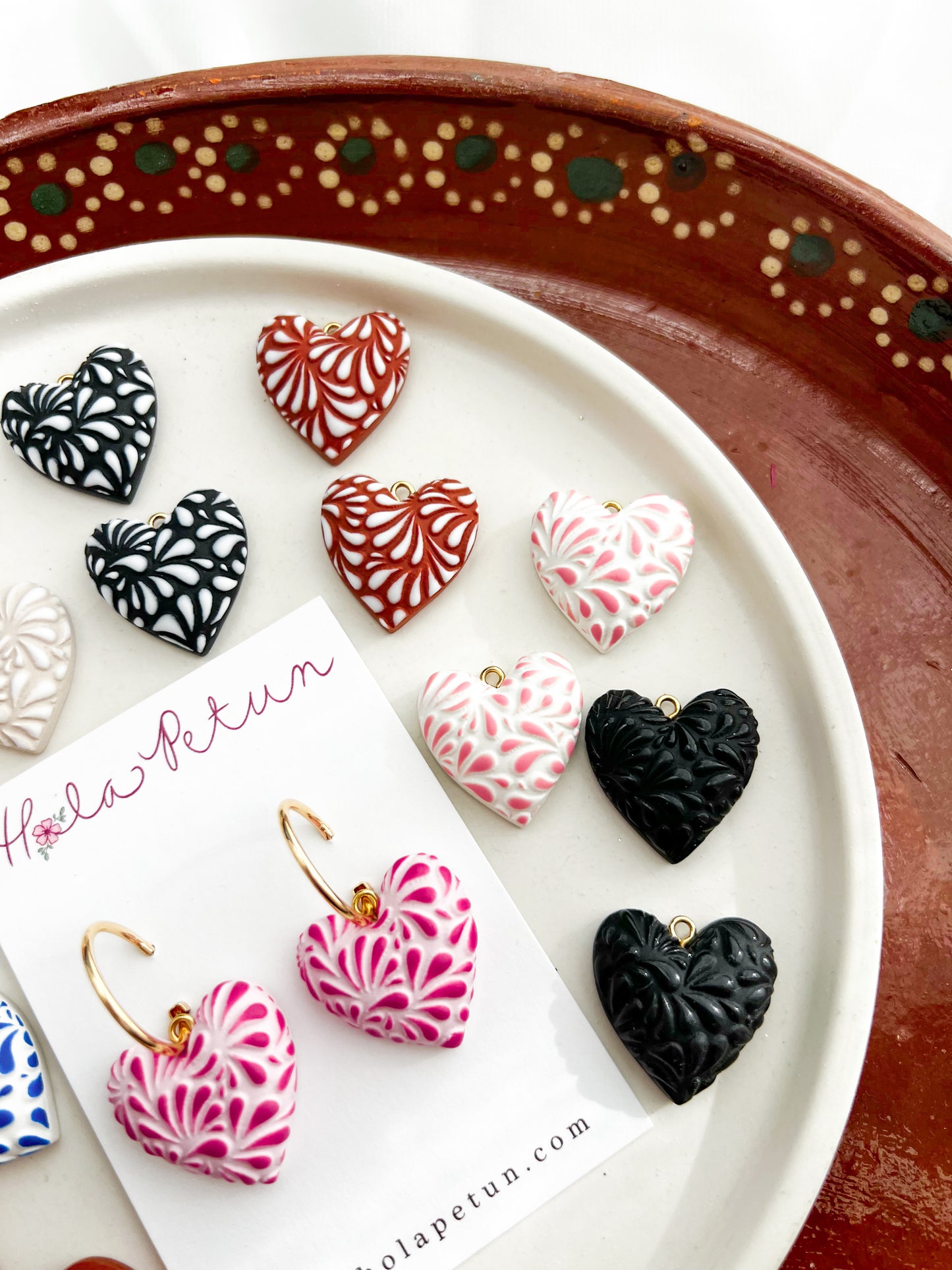 Mexican Puffy Heart Charm Earrings