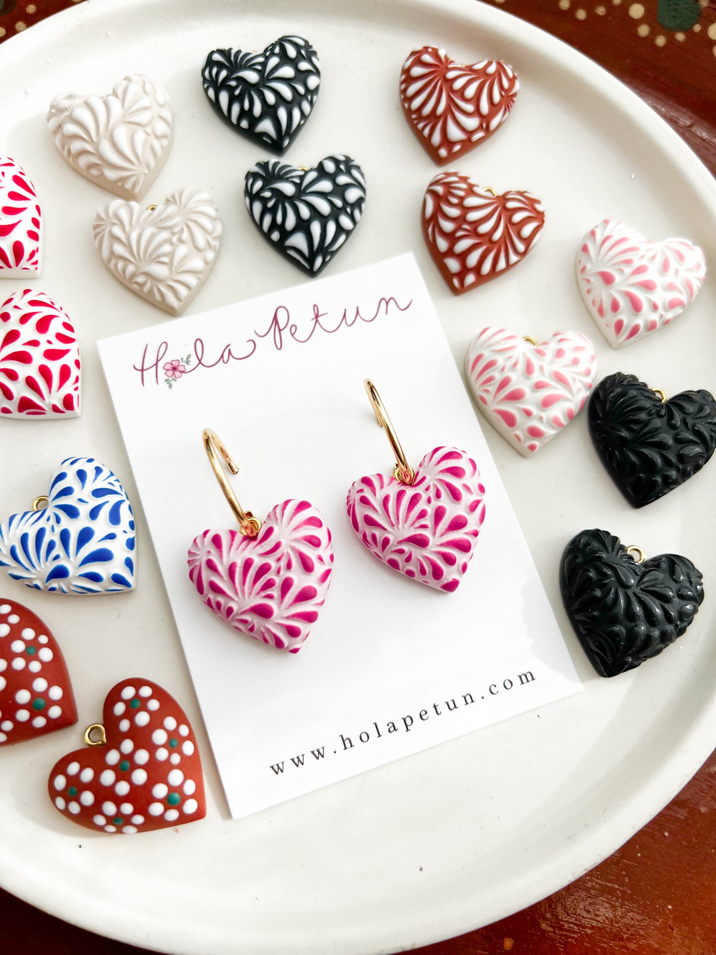 Mexican Puffy Heart Charm Earrings