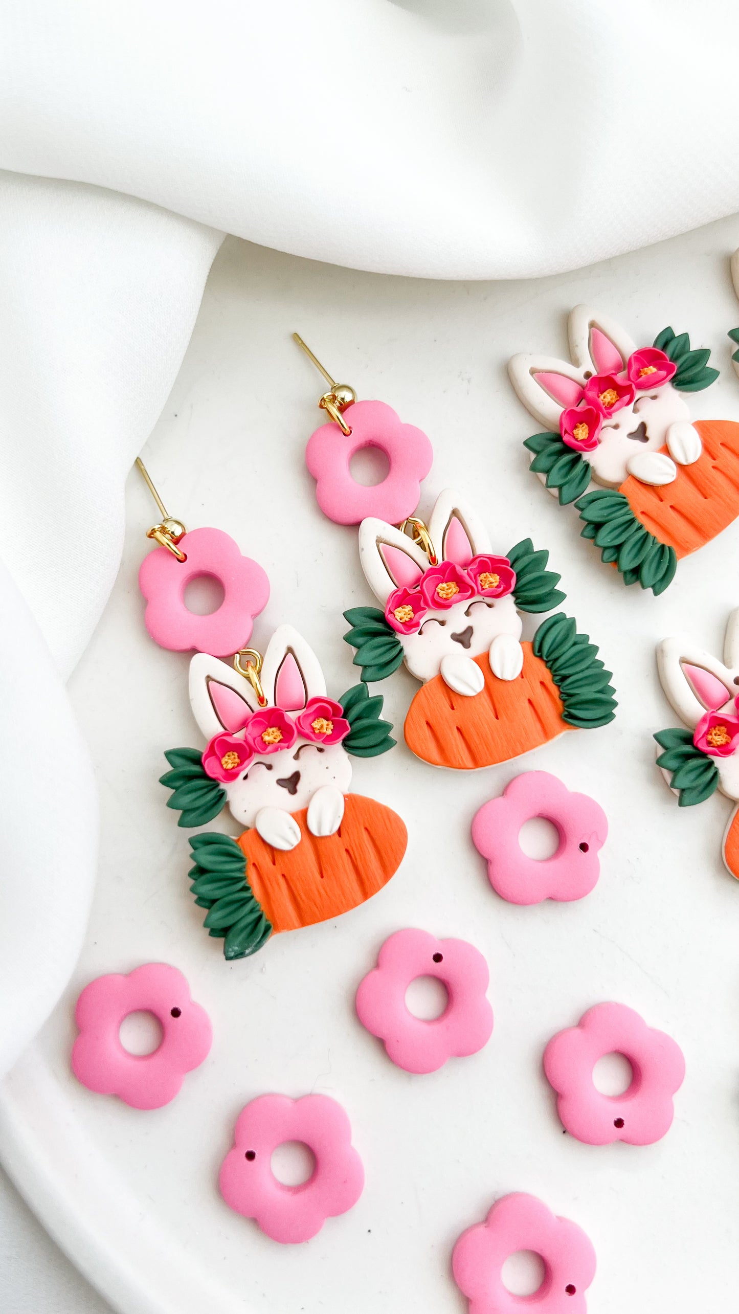 Carrot Hugging Bunny Earrings