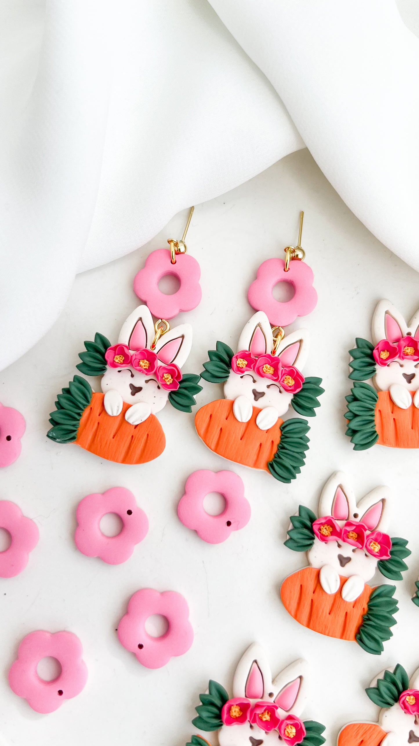 Carrot Hugging Bunny Earrings