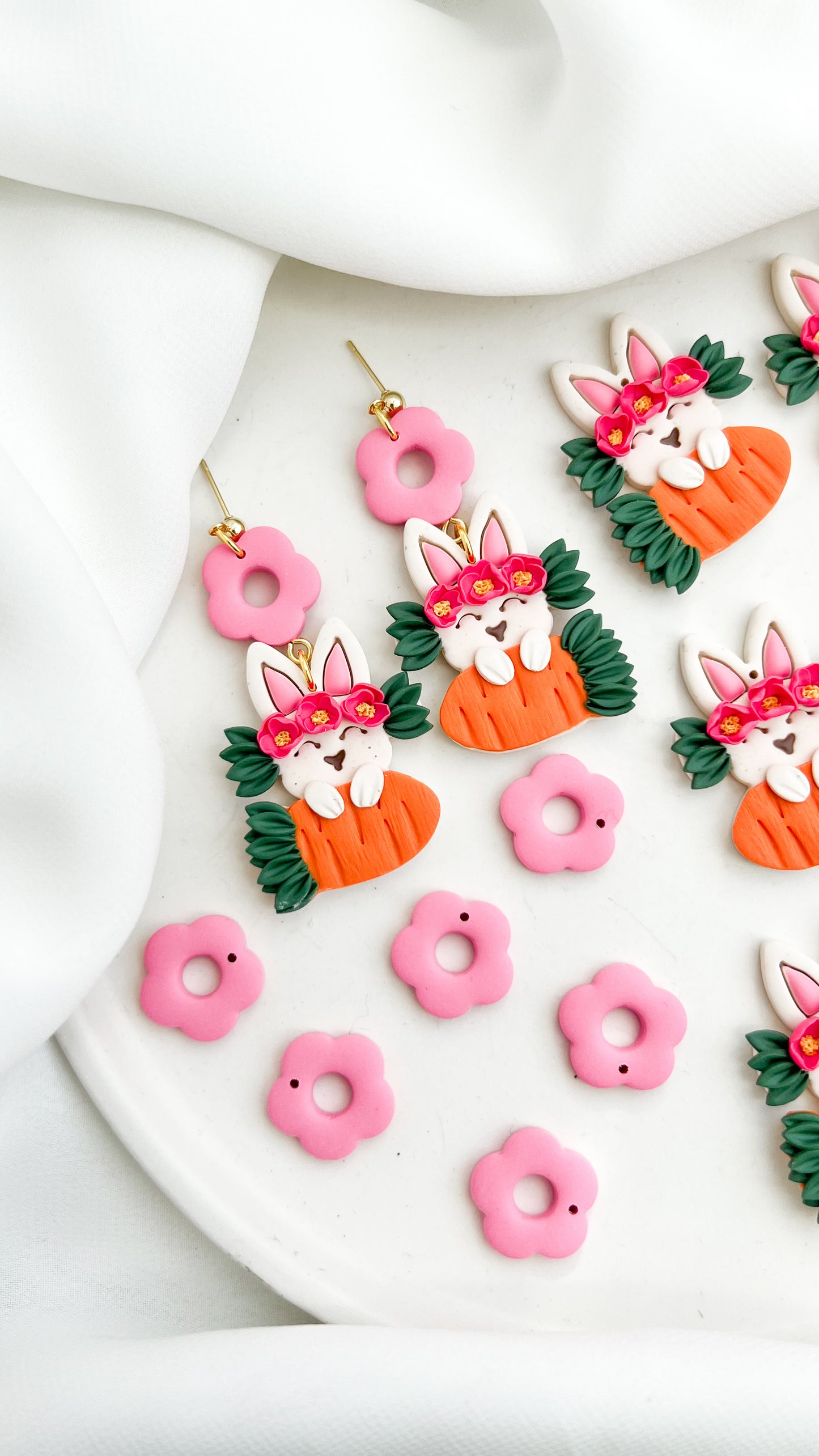 Carrot Hugging Bunny Earrings