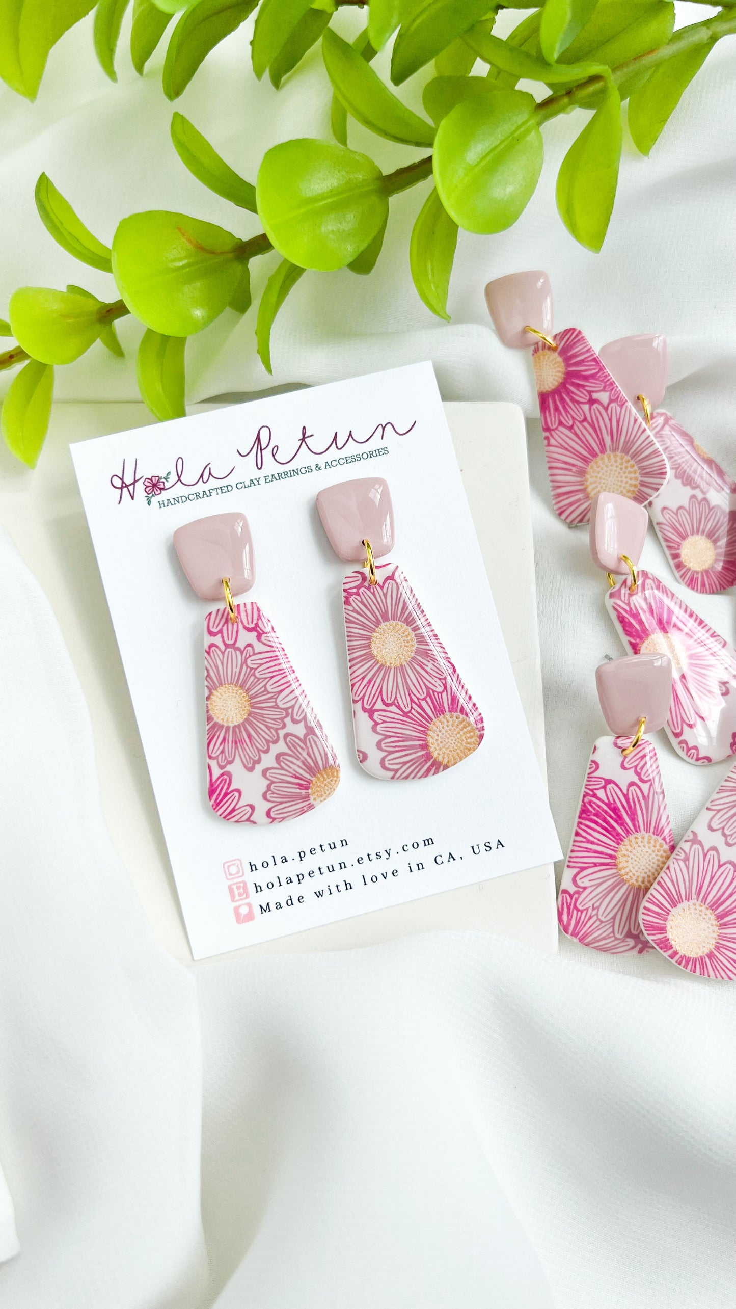 Pink Sunflower Earrings