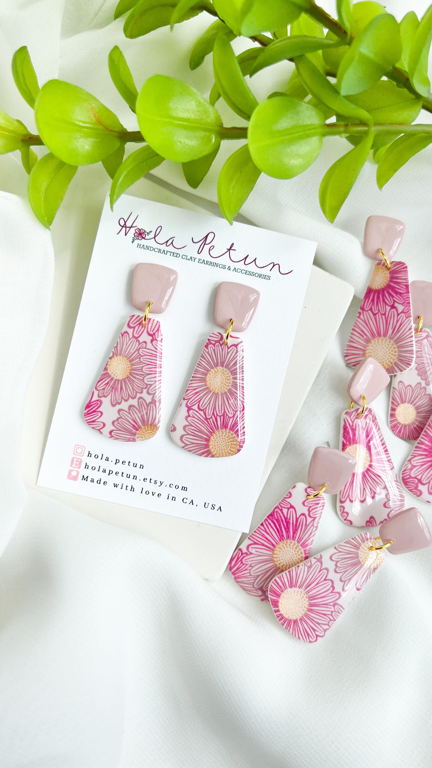 Pink Sunflower Earrings