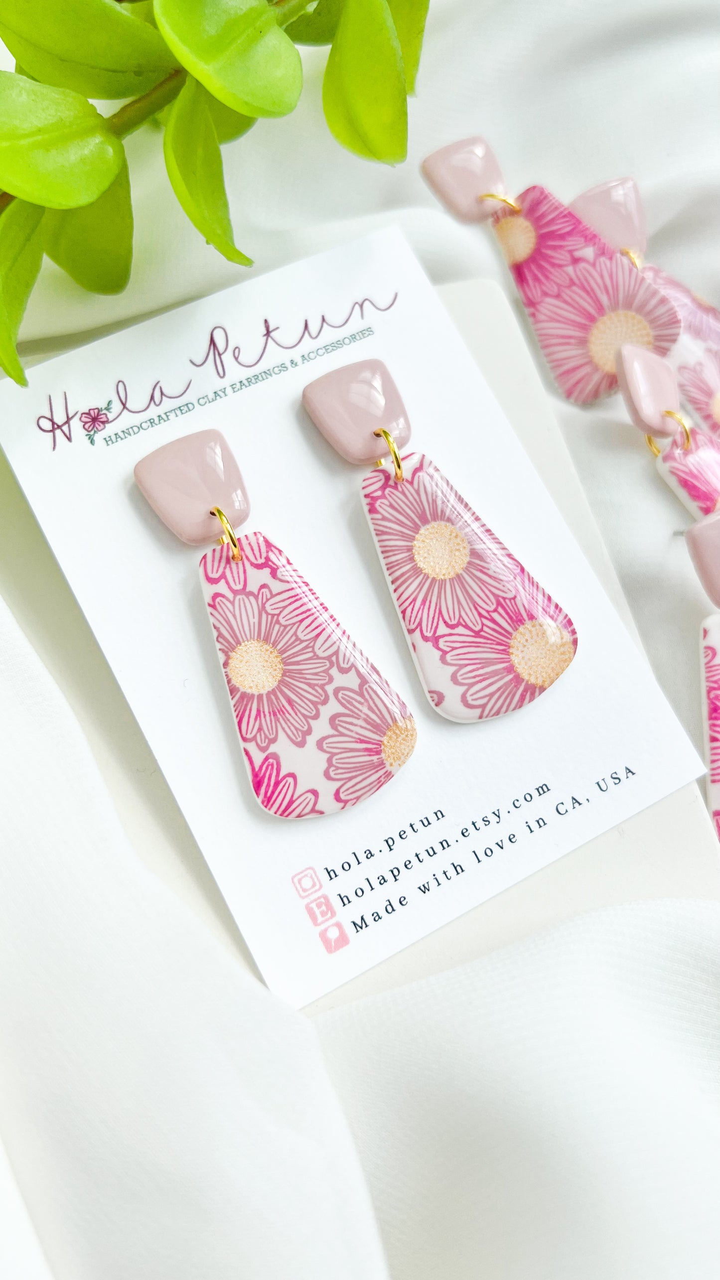 Pink Sunflower Earrings