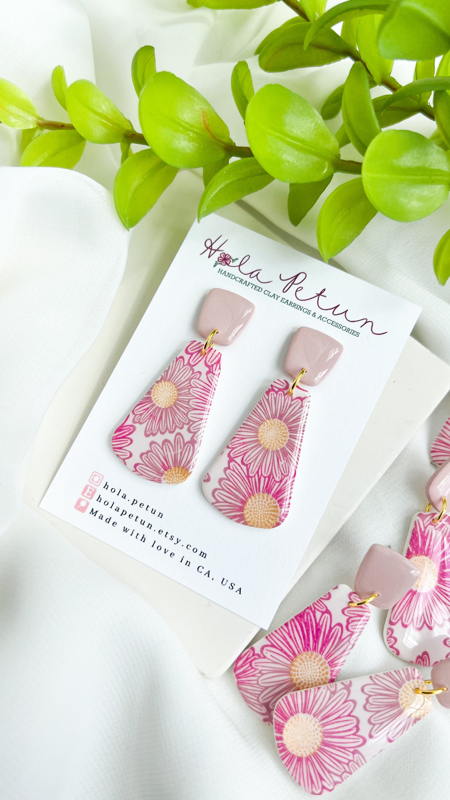 Pink Sunflower Earrings