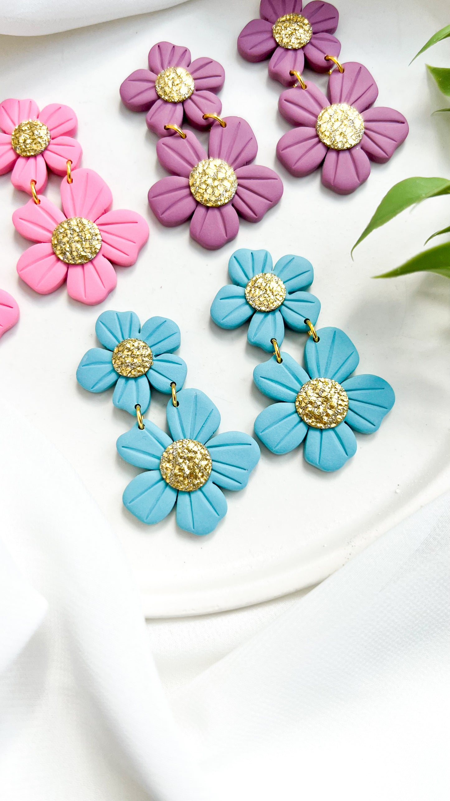 Organic Double Daisy Earrings