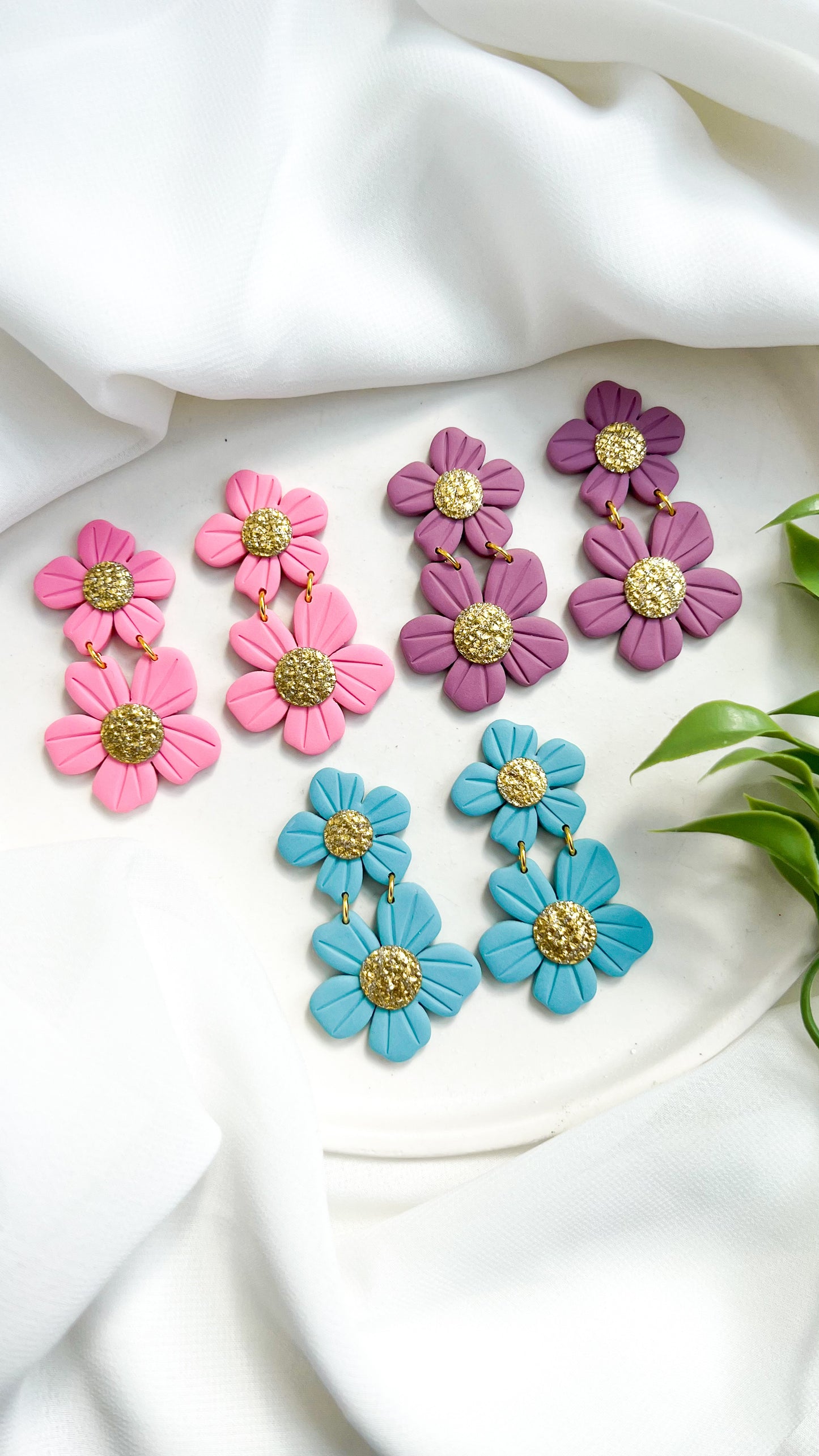 Organic Double Daisy Earrings