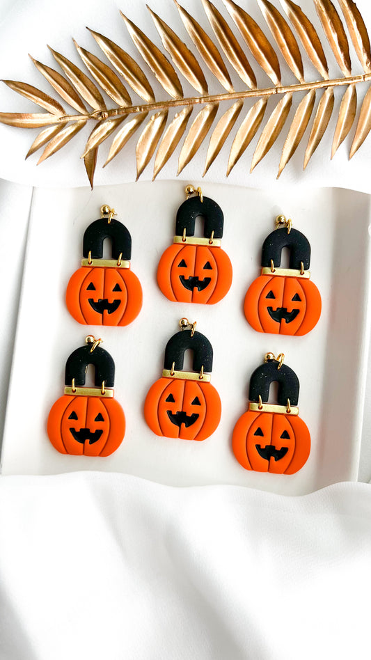Jack O'Lantern Candy Bucket Earrings