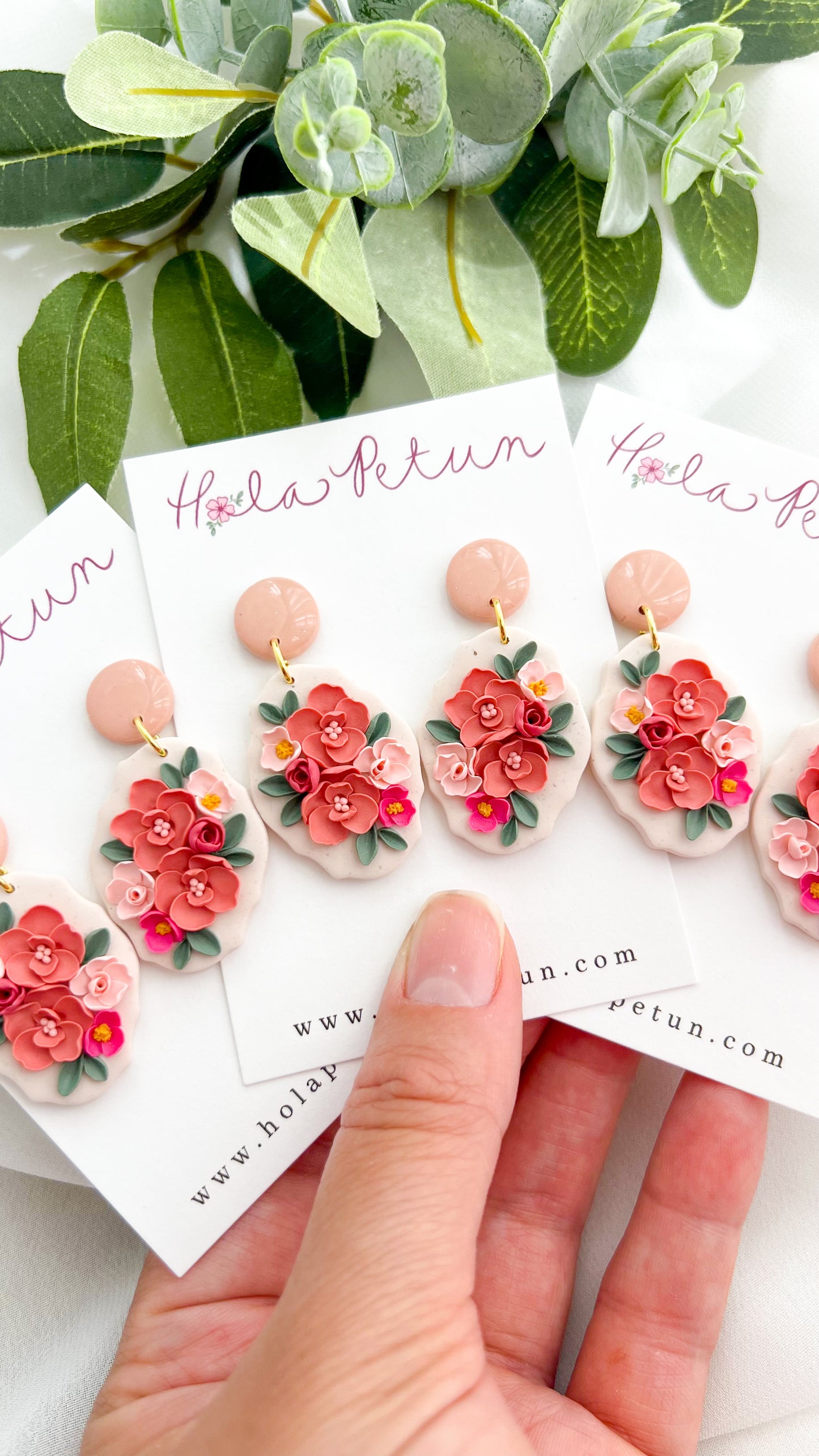 Coral Floral Earrings