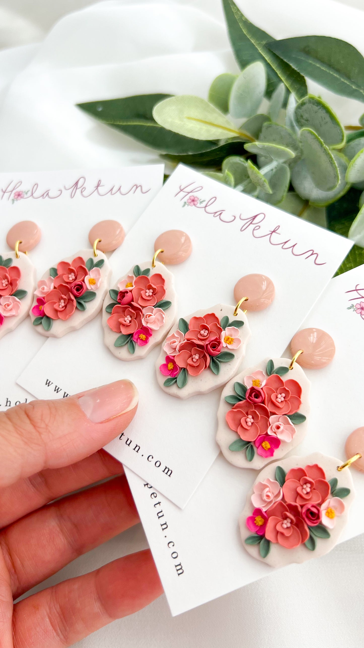 Coral Floral Earrings
