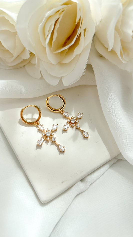 Cross Huggie Earrings