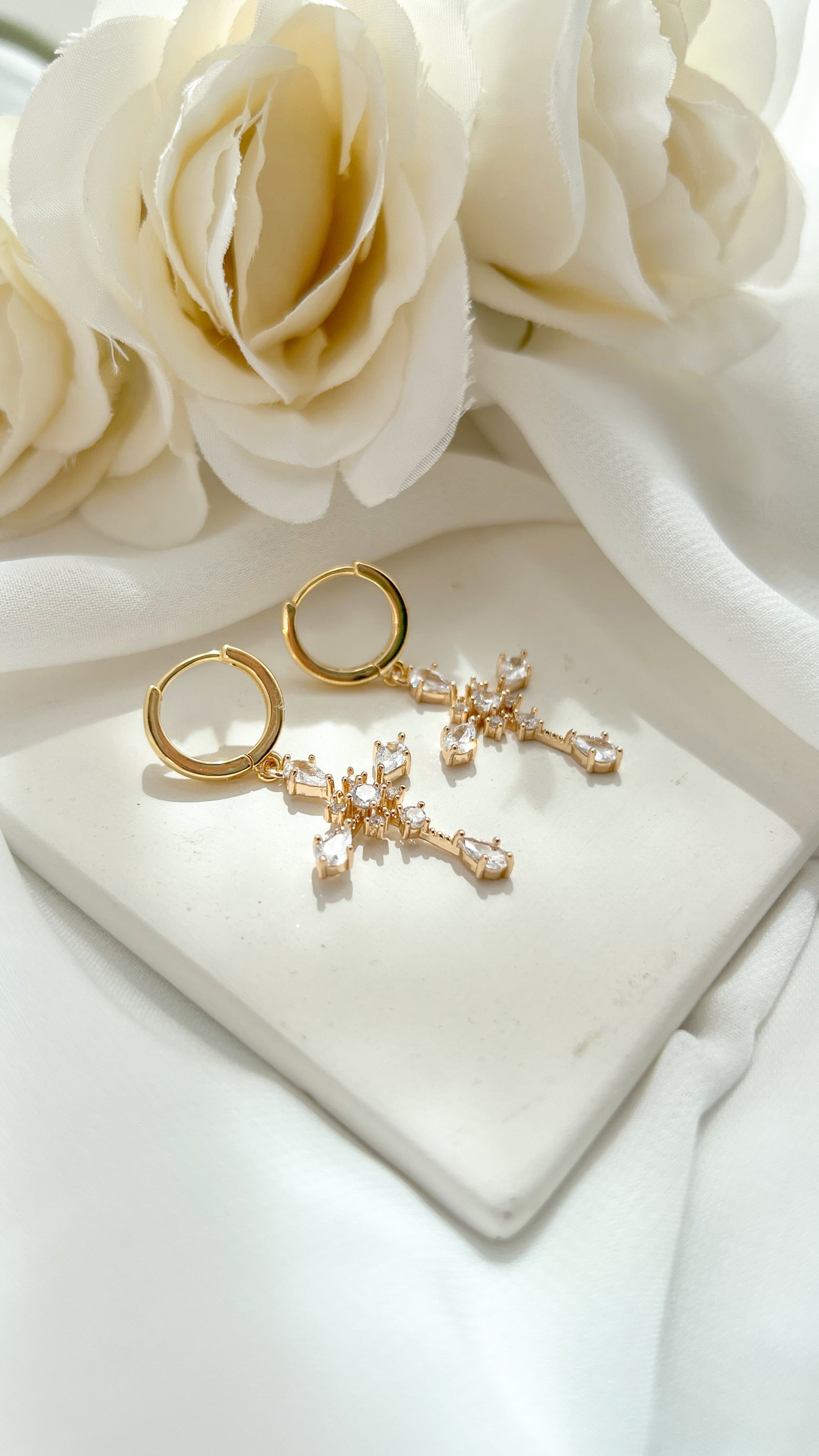 Cross Huggie Earrings