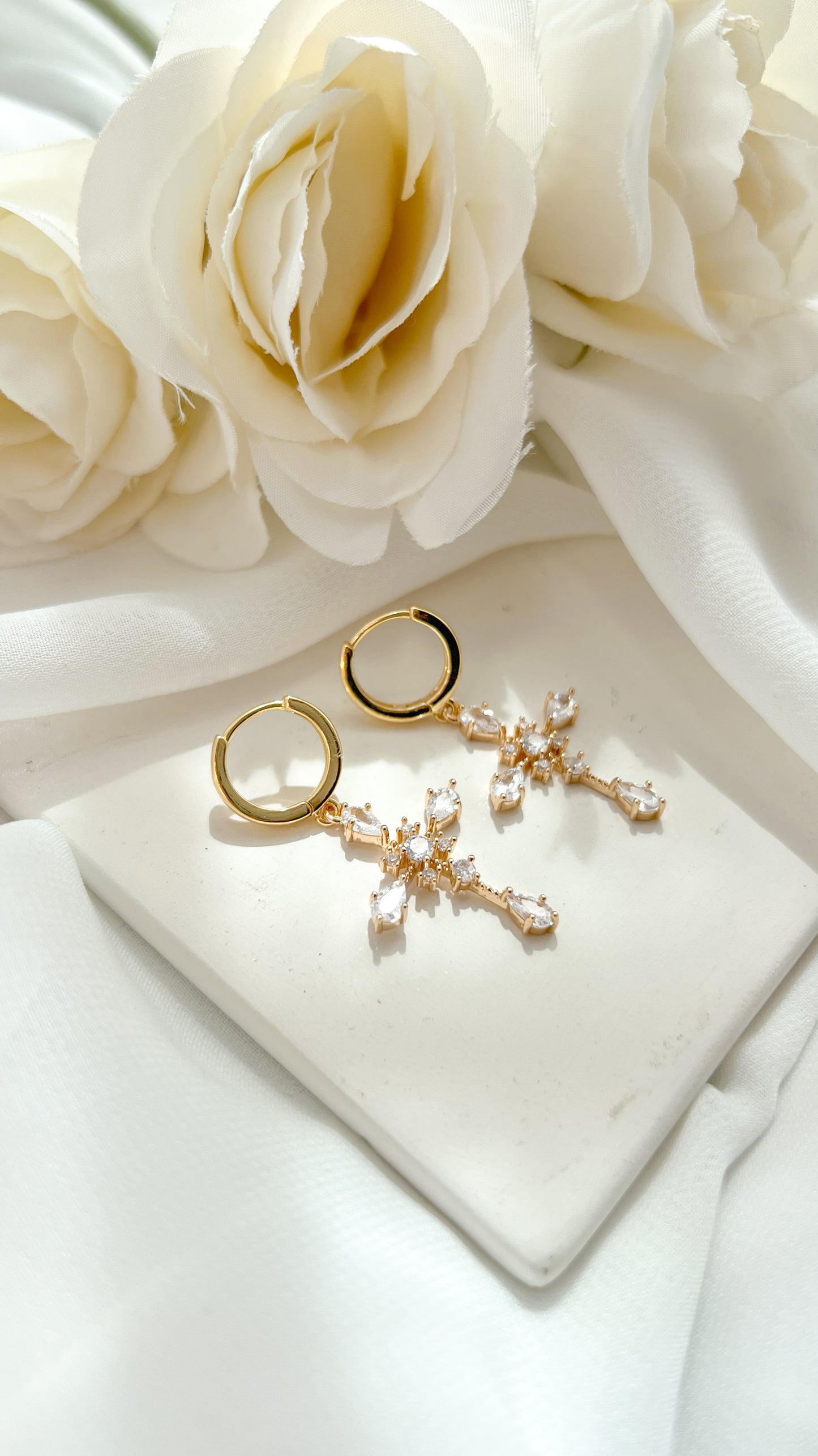 Cross Huggie Earrings